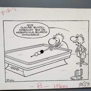 BİLARDO KONULU ORİJİNAL KARİKATÜR