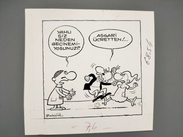 ASGARİ ÜCRET KONULU ORİJİNAL KARİKATÜR - Sahhaf.Net