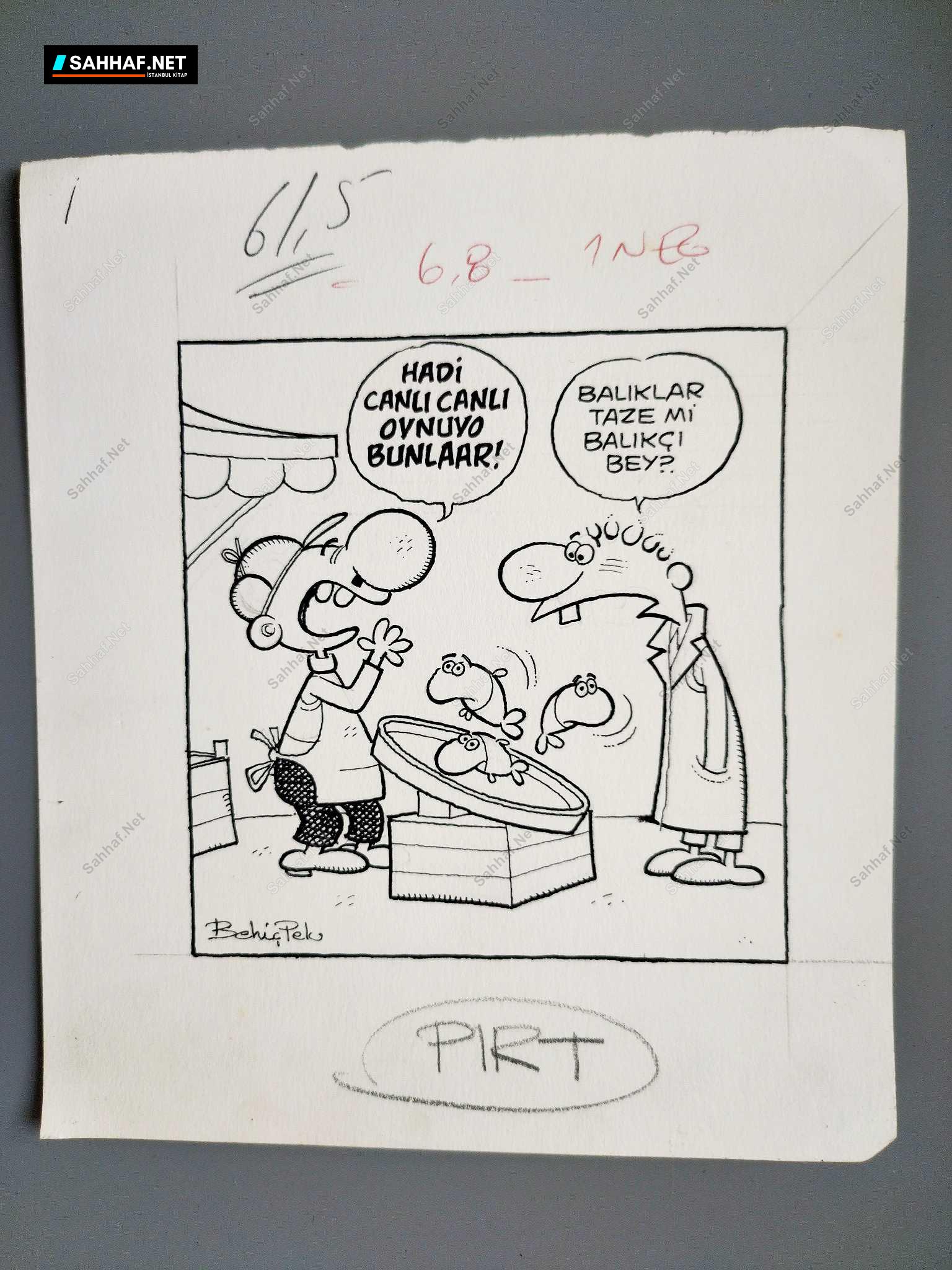 BALIKÇI KONULU ORİJİNAL KARİKATÜR 1 BALIKÇI KONULU ORİJİNAL KARİKATÜR