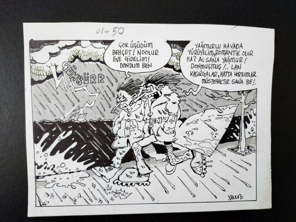 ROMANTİZM KONULU ORİJİNAL KARİKATÜR - Sahhaf.Net