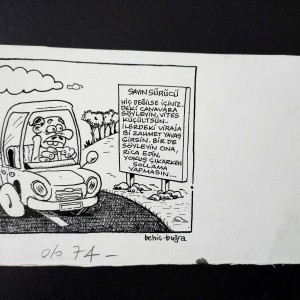TRAFİK CANAVARI KONULU ORİJİNAL KARİKATÜR