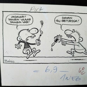 YANGIN KONULU ORİJİNAL KARİKATÜR