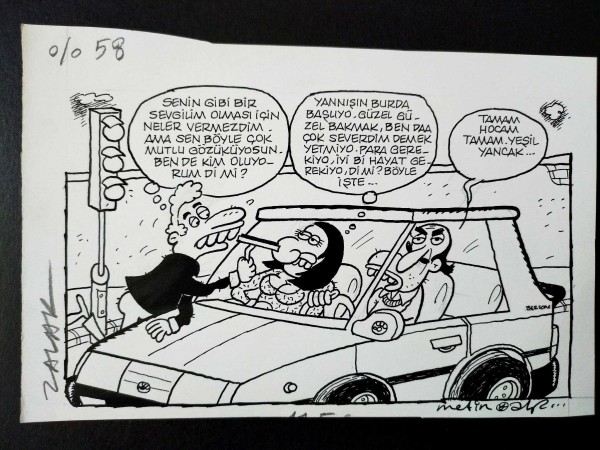İLİŞKİLER KONULU ORİJİNAL KARİKATÜR - Sahhaf.Net