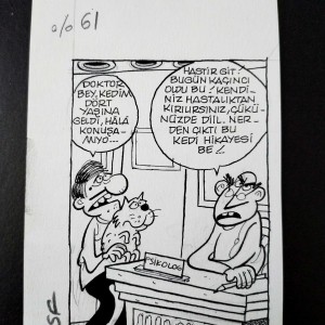 KEDİ KONULU ORİJİNAL KARİKATÜR
