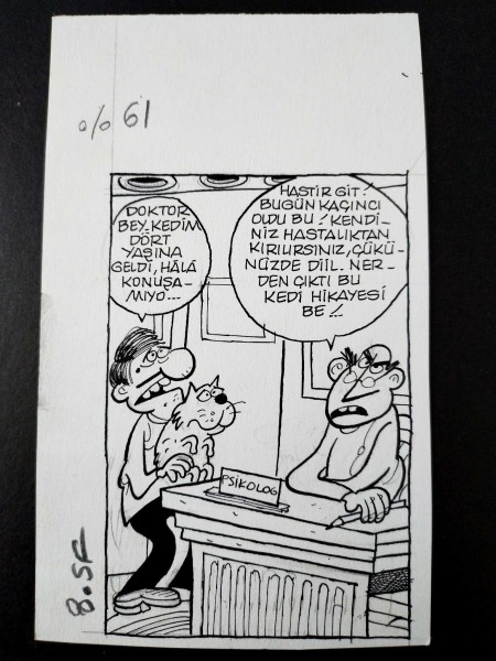 KEDİ KONULU ORİJİNAL KARİKATÜR 44 KEDİ KONULU ORİJİNAL KARİKATÜR