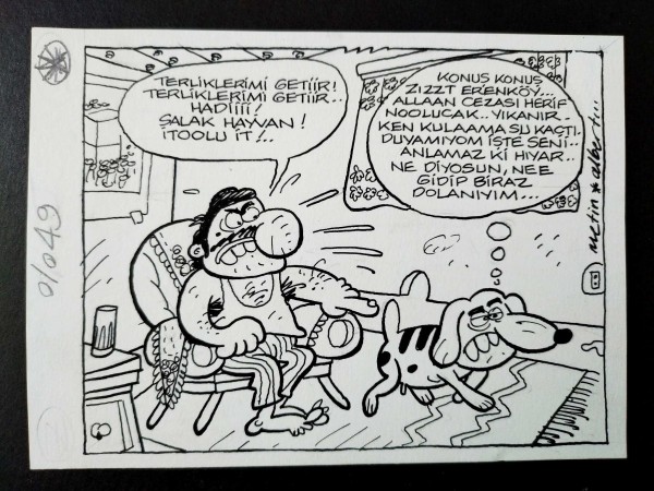 KÖPEK KONULU ORİJİNAL KARİKATÜR - Sahhaf.Net