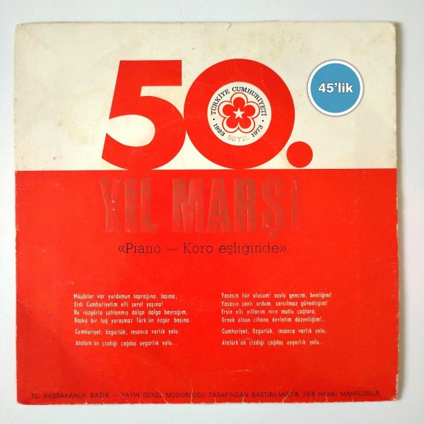 10. YIL MARŞI – 50. Yıl Marşı – 45lik Plak - Sahhaf.Net