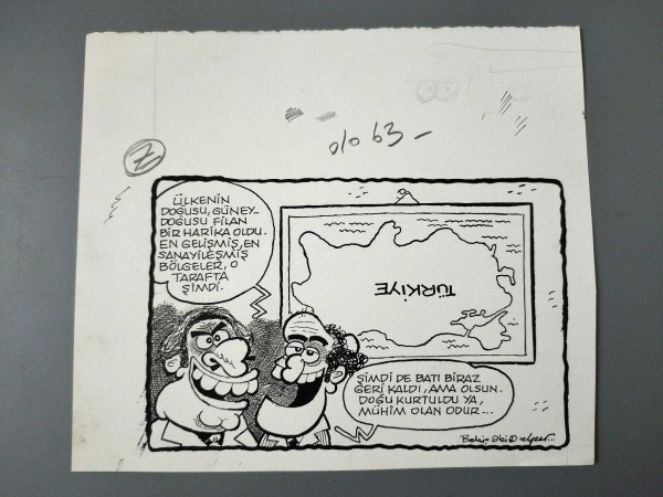 KALKINMA KONULU ORİJİNAL KARİKATÜR - Sahhaf.Net