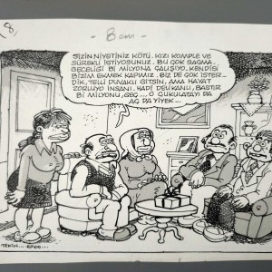 KIZ İSTEME, EVLİLİK, FUHUŞ KONULU ORİJİNAL KARİKATÜR
