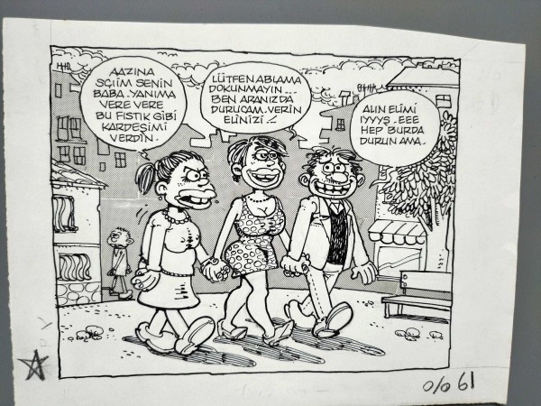 SEVGİLİLER KONULU ORİJİNAL KARİKATÜR - Sahhaf.Net