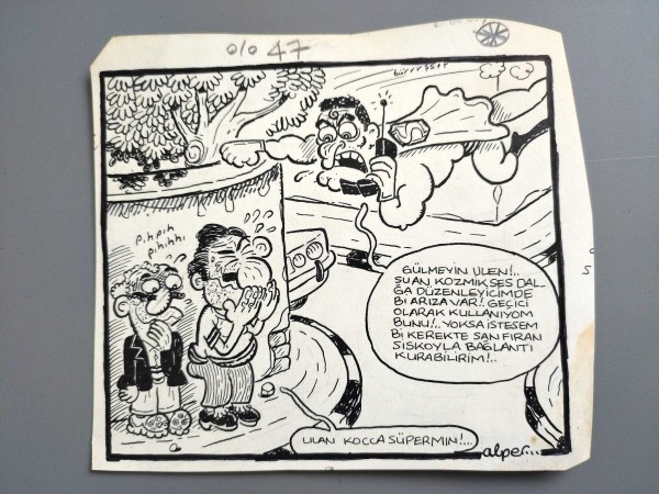 SÜPERMAN, CEP TELEFONU KONULU ORİJİNAL KARİKATÜR - Sahhaf.Net