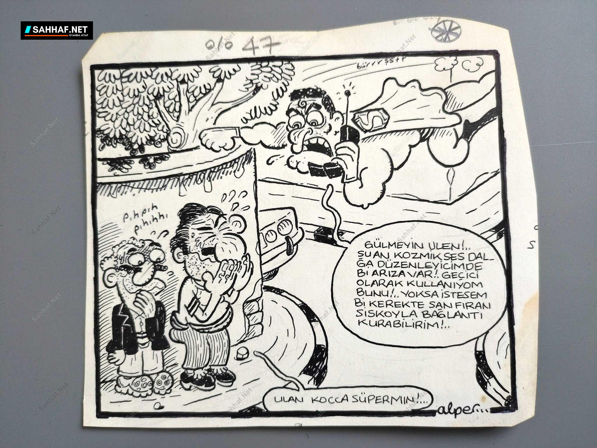 SÜPERMAN, CEP TELEFONU KONULU ORİJİNAL KARİKATÜR 1 SÜPERMAN, CEP TELEFONU KONULU ORİJİNAL KARİKATÜR