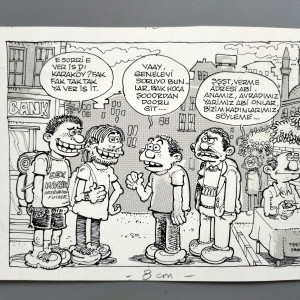 TURİST, GENELEV KONULU ORİJİNAL KARİKATÜR