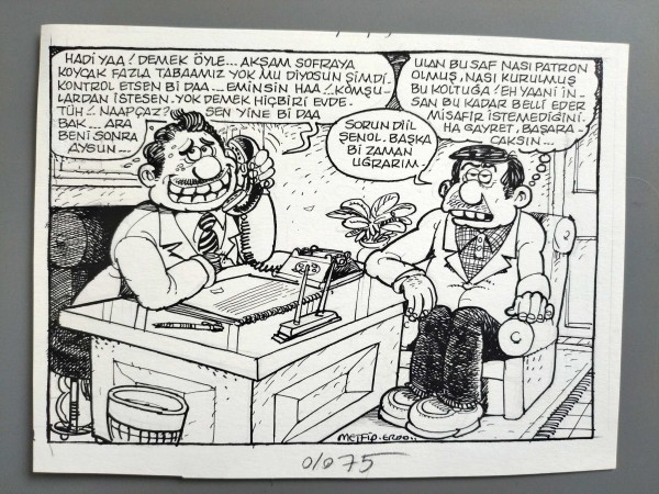 MİSAFİR KONULU ORİJİNAL KARİKATÜR - Sahhaf.Net