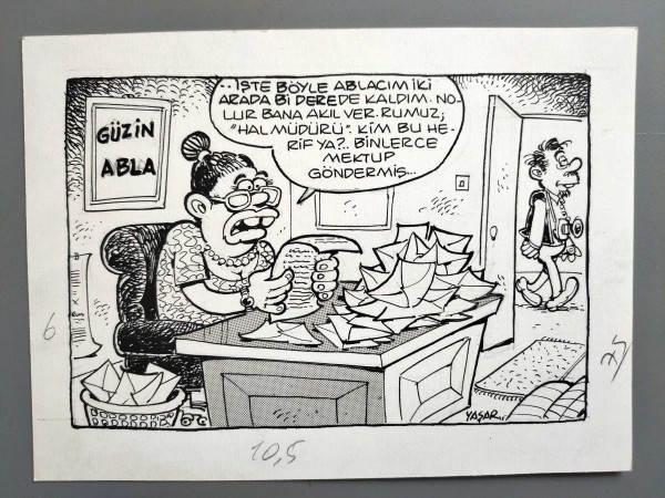 GÜZİN ABLA KONULU ORİJİNAL KARİKATÜR - Sahhaf.Net
