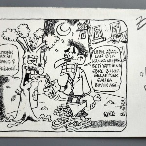 RANDEVU, BULUŞMA KONULU ORİJİNAL KARİKATÜR