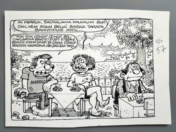 KISKANÇLIK KONULU ORİJİNAL KARİKATÜR - Sahhaf.Net