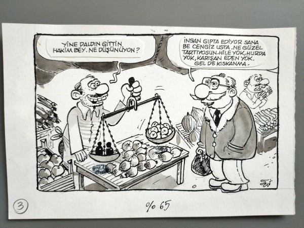 ADALET, HUKUK, MAHKEME KONULU ORİJİNAL KARİKATÜR - Sahhaf.Net