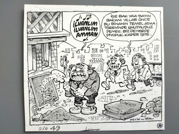 TEMEL ATMA TÖRENİ KONULU ORİJİNAL KARİKATÜR - Sahhaf.Net