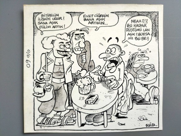 İLİŞKİLER KONULU ORİJİNAL KARİKATÜR - Sahhaf.Net