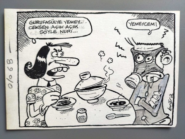 YEMEK SEÇME KONULU ORİJİNAL KARİKATÜR - Sahhaf.Net